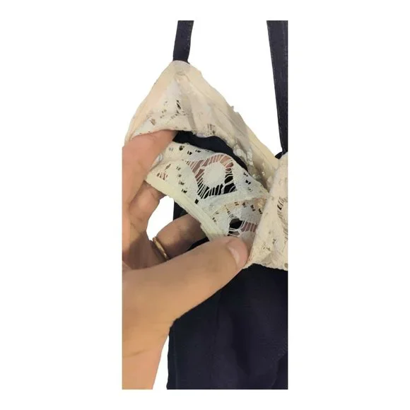 Milly of New York Y2K 100% Silk  Babydoll Layered Lace Cami Swing Top Sz 4 Navy - Picture 9 of 14